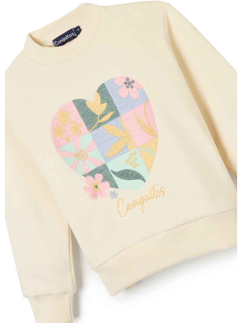 Sudadera conguitos logo heart Beige - Kiabi