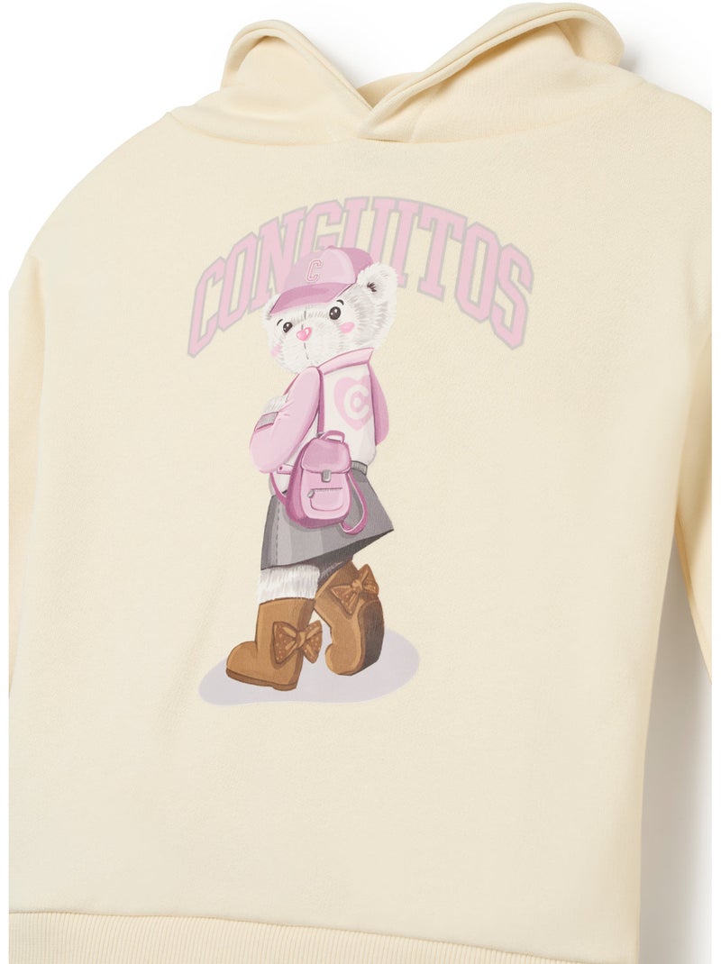 Sudadera conguitos sudadera con logo animado Beige - Kiabi