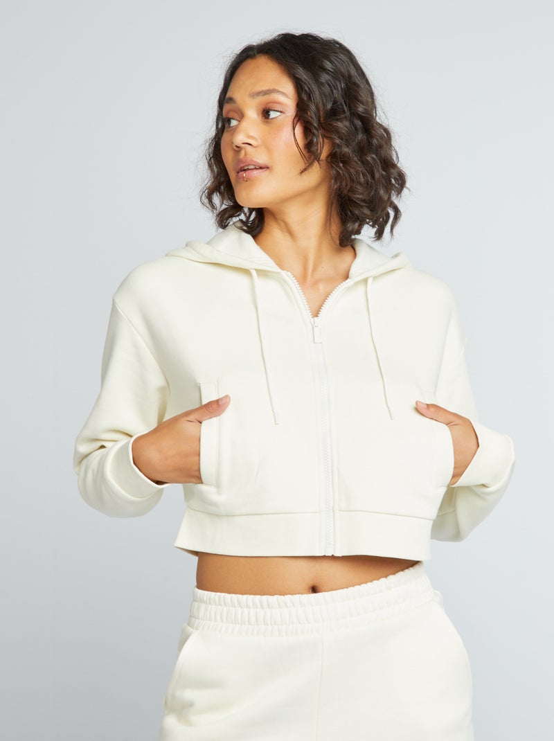 Sudadera corta con capucha BLANCO - Kiabi