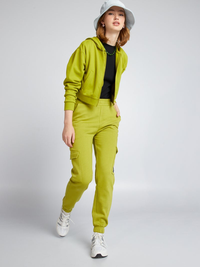 Sudadera corta con capucha KAKI - Kiabi