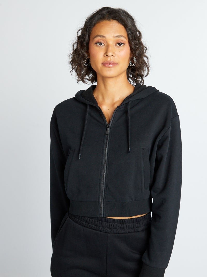 Sudadera corta con capucha NEGRO - Kiabi
