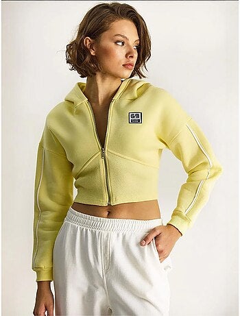 Sudadera corta con capucha y cremallera lucci