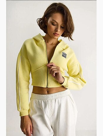 Sudadera corta con capucha y cremallera lucci