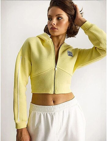 Sudadera corta con capucha y cremallera lucci