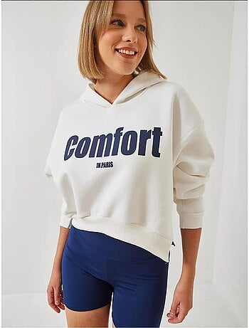 Sudadera corta con cremallera lateral y tejido cepillado de tres hilos lucci