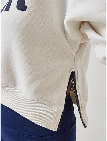 Sudadera corta con cremallera lateral y tejido cepillado de tres hilos lucci