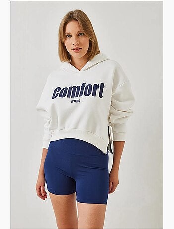 Sudadera corta con cremallera lateral y tejido cepillado de tres hilos lucci