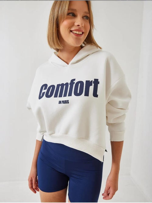 Sudadera corta con cremallera lateral y tejido cepillado de tres hilos lucci - Kiabi