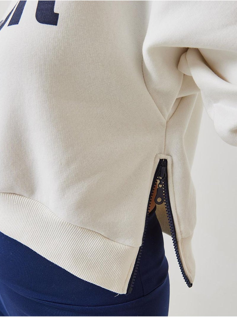 Sudadera corta con cremallera lateral y tejido cepillado de tres hilos lucci Blanco - Kiabi