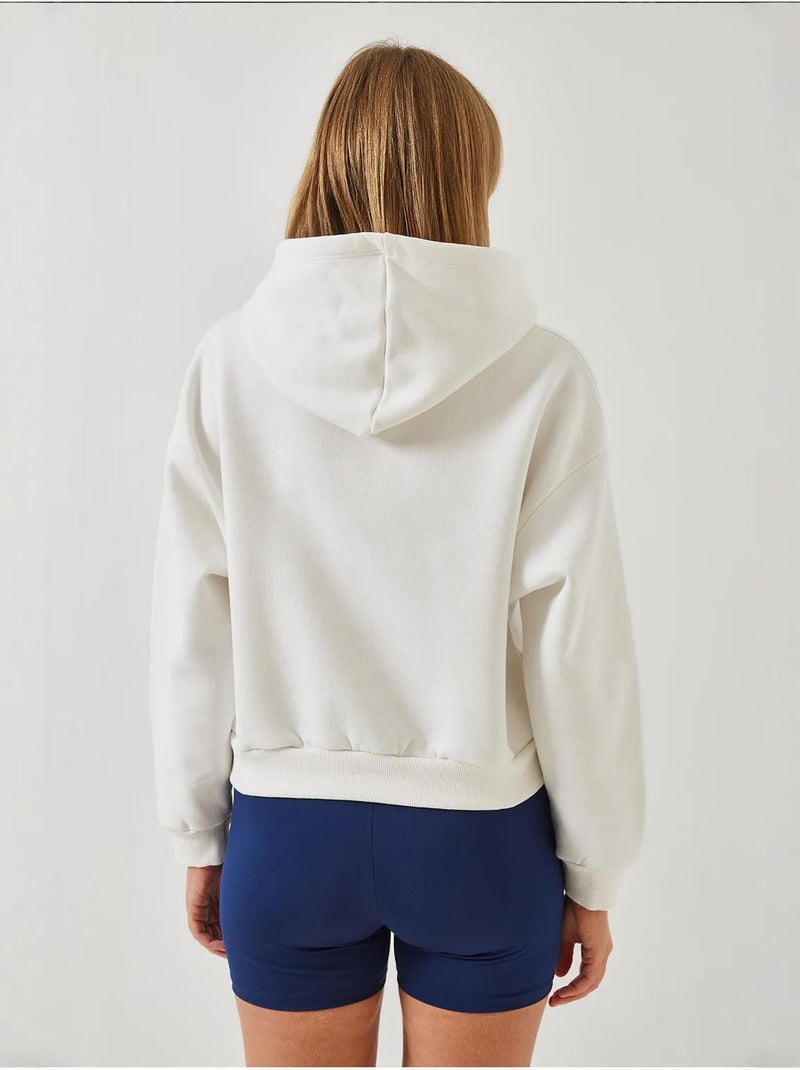 Sudadera corta con cremallera lateral y tejido cepillado de tres hilos lucci Blanco - Kiabi