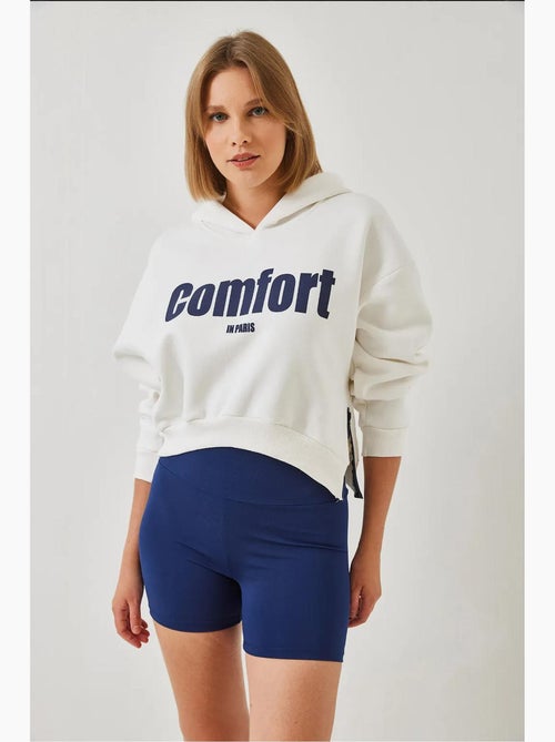 Sudadera corta con cremallera lateral y tejido cepillado de tres hilos lucci - Kiabi