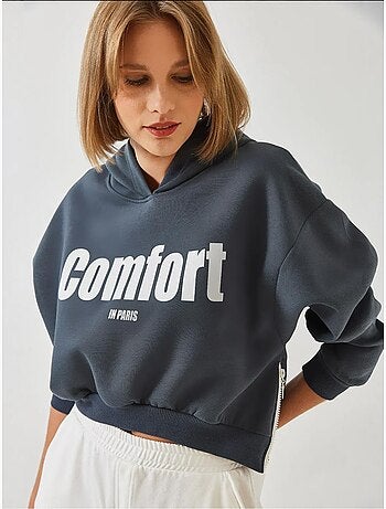 Sudadera corta con cremallera lateral y tejido cepillado de tres hilos lucci