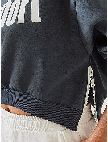 Sudadera corta con cremallera lateral y tejido cepillado de tres hilos lucci