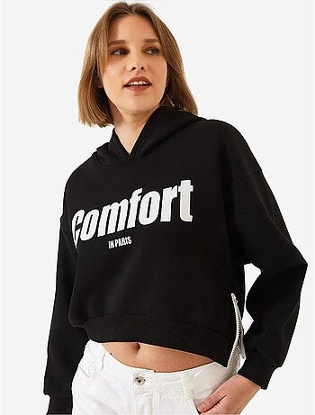 Sudadera corta con cremallera lateral y tejido cepillado de tres hilos lucci