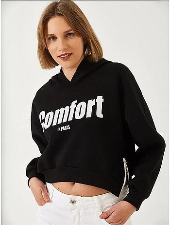 Sudadera corta con cremallera lateral y tejido cepillado de tres hilos lucci