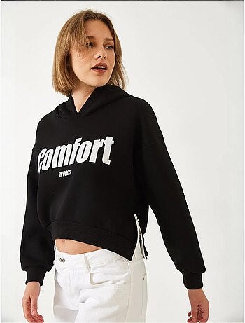 Sudadera corta con cremallera lateral y tejido cepillado de tres hilos lucci
