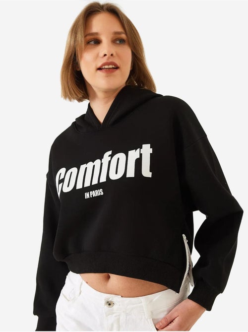 Sudadera corta con cremallera lateral y tejido cepillado de tres hilos lucci - Kiabi Sudadera corta con cremallera lateral y tejido cepillado de tres hilos lucci - Kiabi