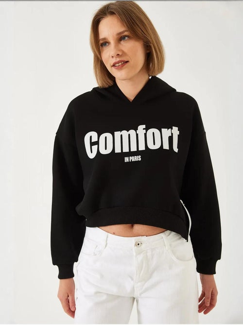 Sudadera corta con cremallera lateral y tejido cepillado de tres hilos lucci - Kiabi Sudadera corta con cremallera lateral y tejido cepillado de tres hilos lucci - Kiabi