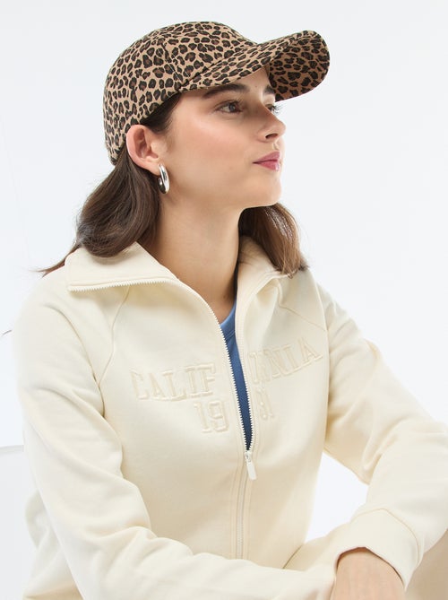 Sudadera corta con cremallera y mensaje bordado - Kiabi