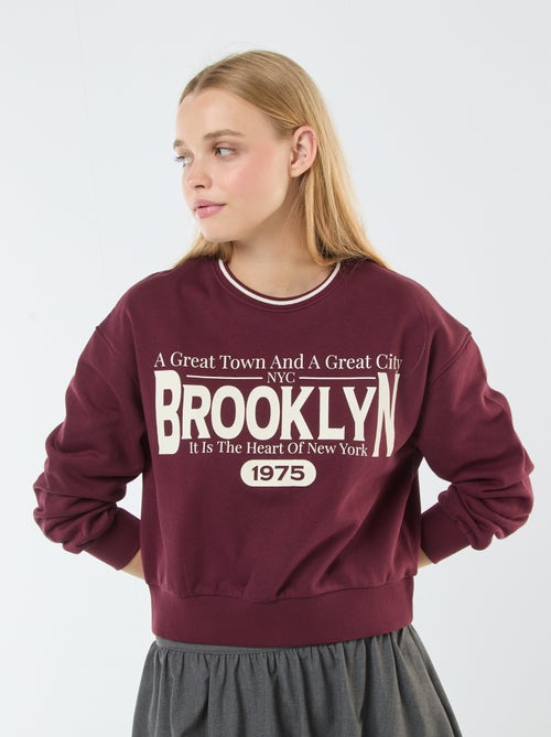 Sudadera corta con inscripción americana - Kiabi