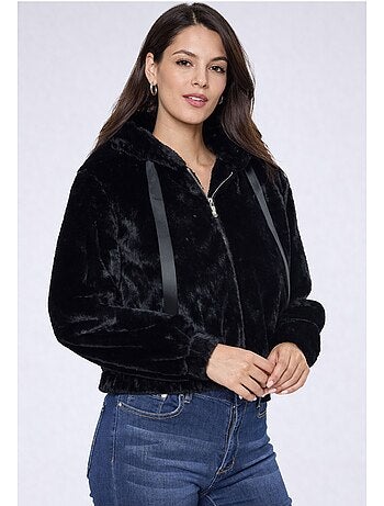 Sudadera corta de forro polar con capucha Kebello