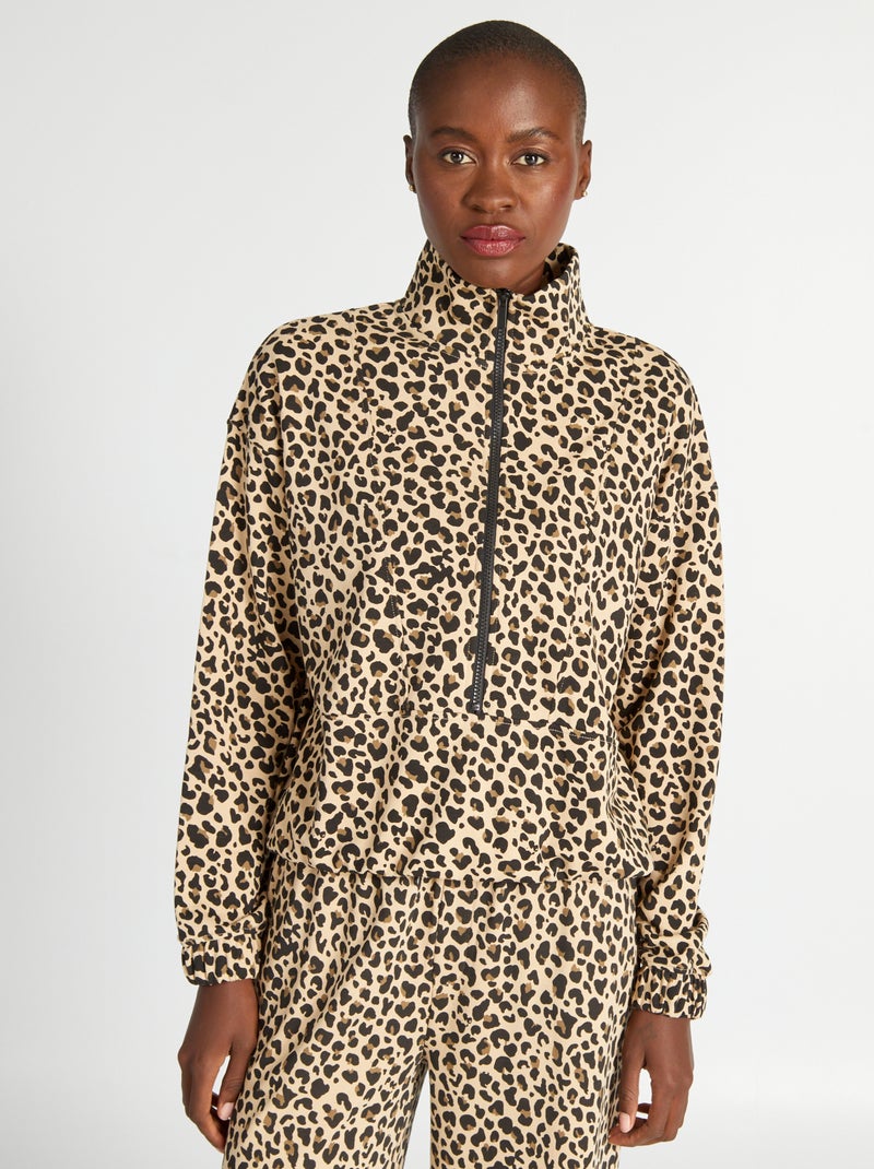 Sudadera corta de leopardo BEIGE - Kiabi