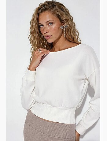 Sudadera corta de mujer con cuello redondo busem