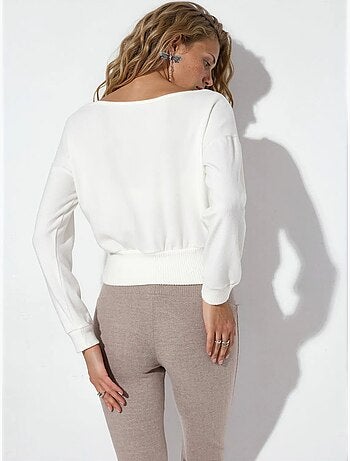 Sudadera corta de mujer con cuello redondo busem