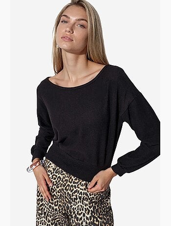 Sudadera corta de mujer con cuello redondo busem