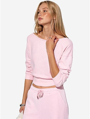 Sudadera corta de mujer con cuello redondo busem