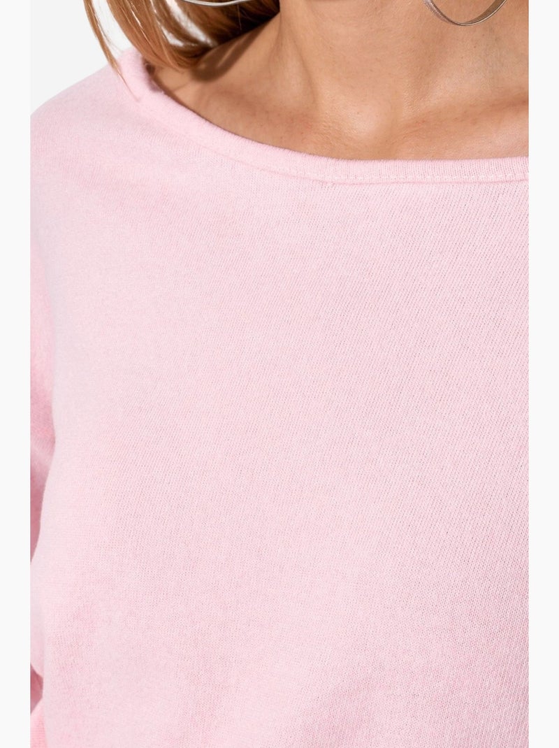 Sudadera corta de mujer con cuello redondo busem Rosa almendra - Kiabi