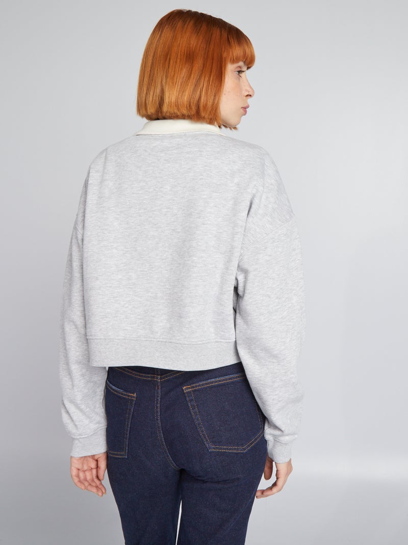 Sudadera corta estilo campus GRIS - Kiabi