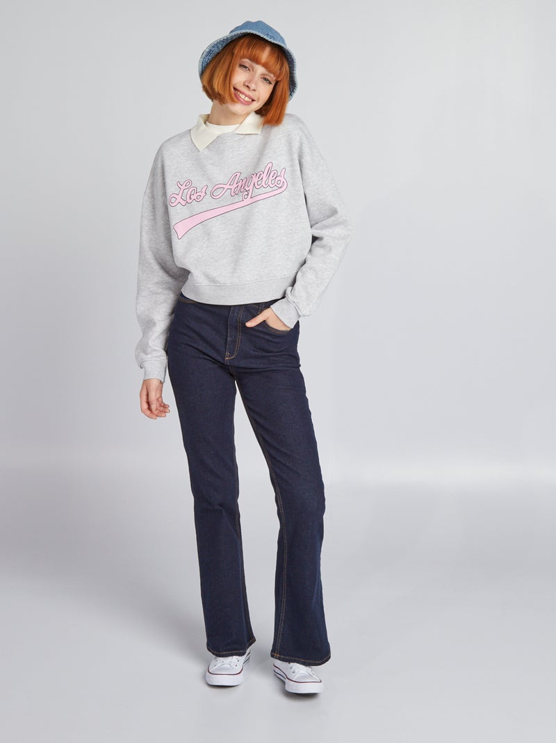 Sudadera corta estilo campus GRIS - Kiabi