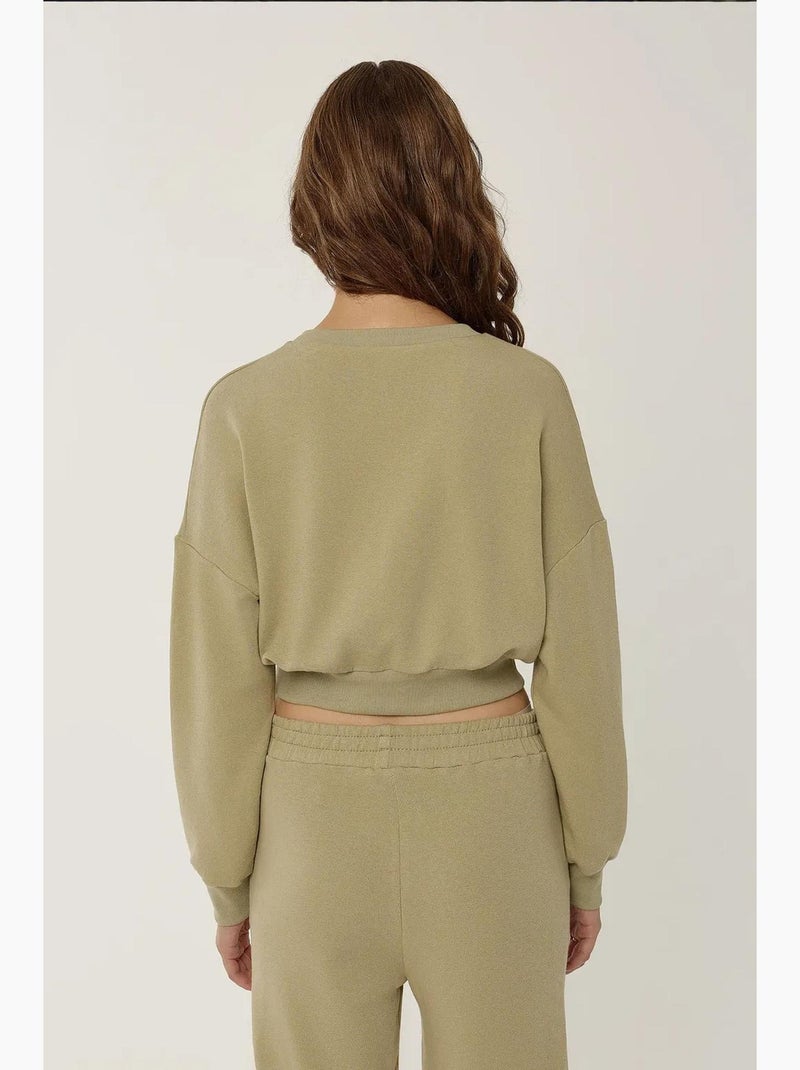Sudadera corta hiccup Caqui - Kiabi