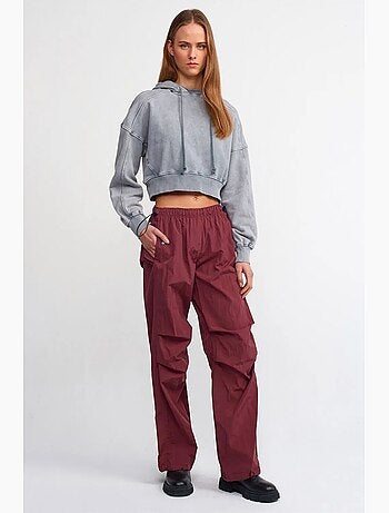 Sudadera corta oversize con capucha de mujer dilvin