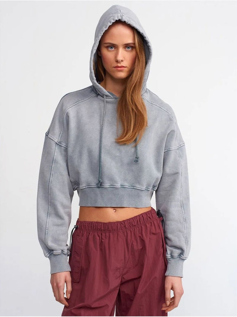 Sudadera corta oversize con capucha de mujer dilvin Gris - Kiabi