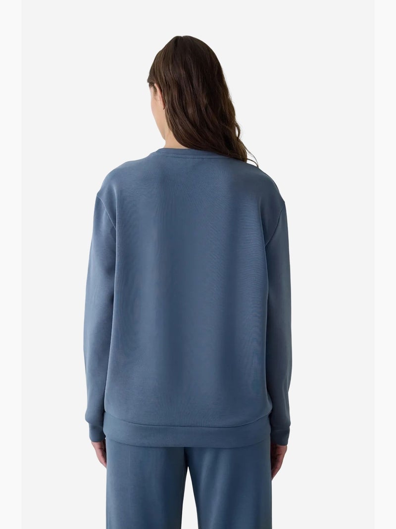 Sudadera corta oversize de modal con cuello redondo penti Azul - Kiabi