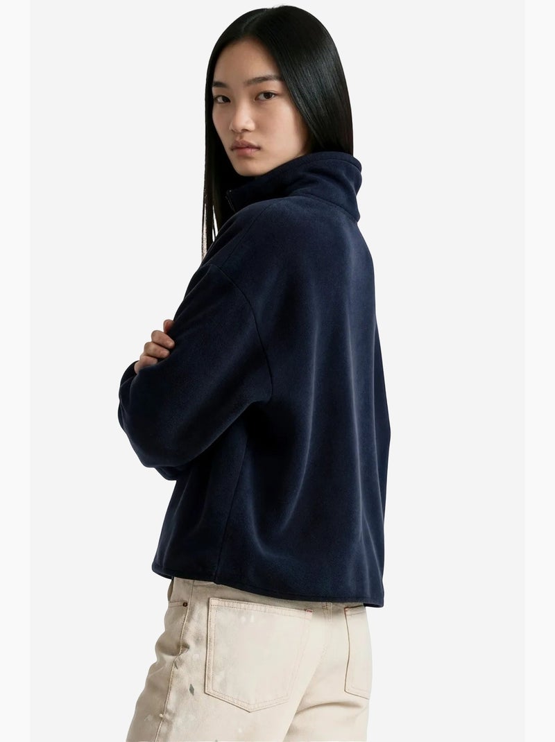 Sudadera corta para mujer con media cremallera busem Azul marino - Kiabi