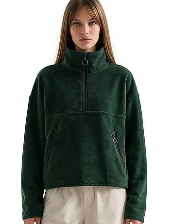 Sudadera corta para mujer con media cremallera busem