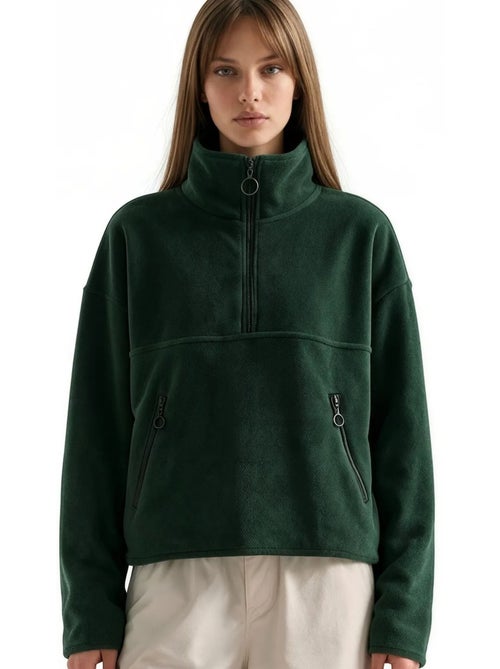 Sudadera corta para mujer con media cremallera busem - Kiabi Sudadera corta para mujer con media cremallera busem - Kiabi