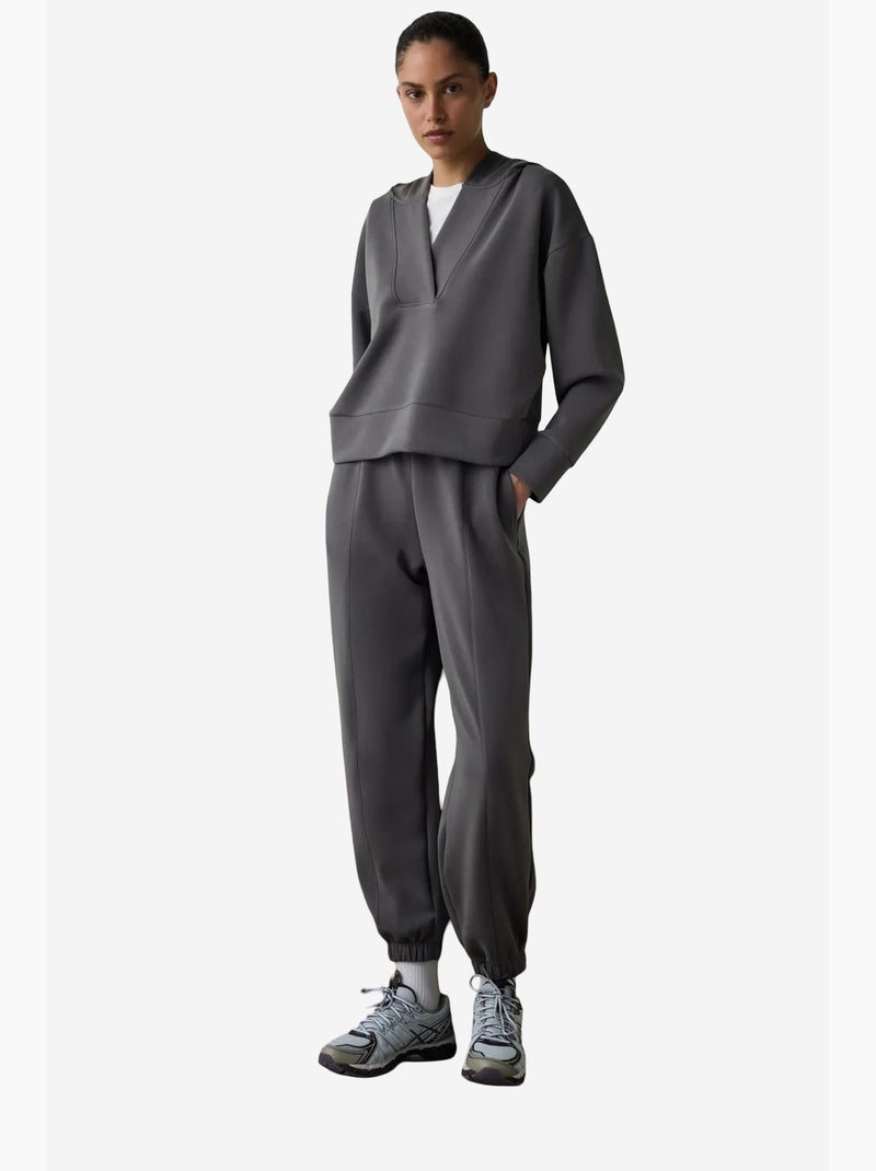 Sudadera crop con capucha de modal penti Gris negro - Kiabi