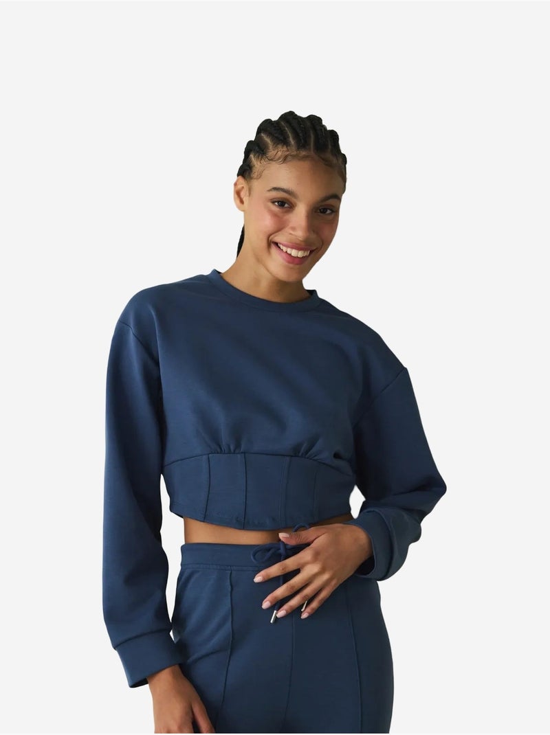 Sudadera crop de cuello redondo belle line penti Azul marino - Kiabi