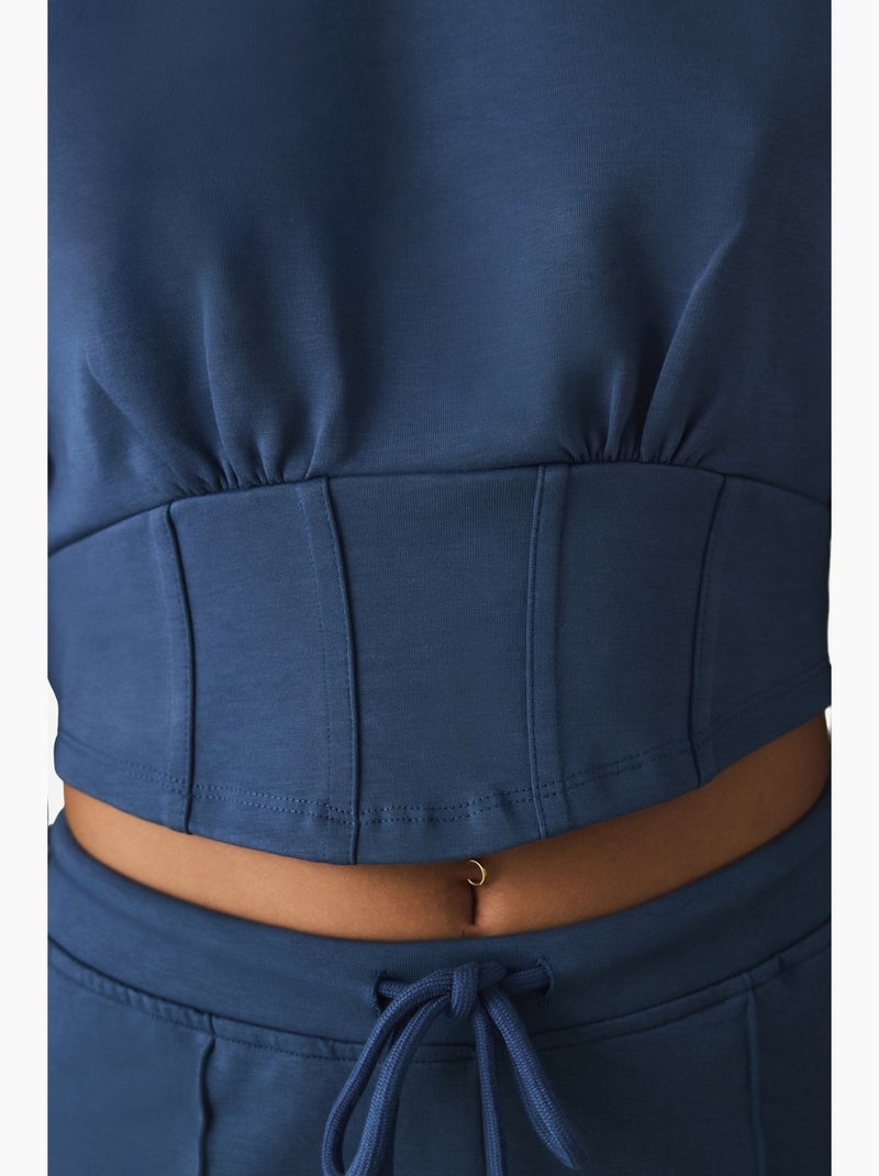Sudadera crop de cuello redondo belle line penti Azul marino - Kiabi