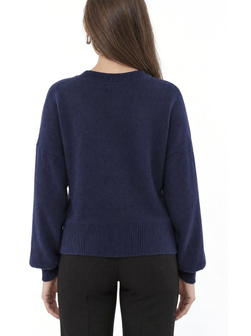Sudadera crop de mujer con cuello en v busem Azul marino - Kiabi