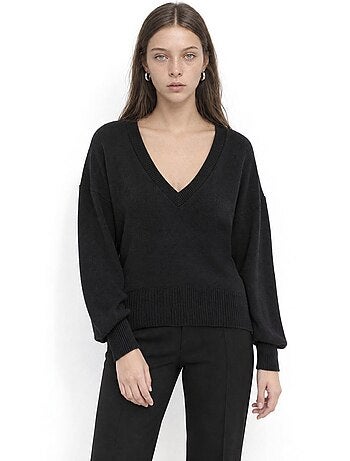Sudadera crop de mujer con cuello en v busem