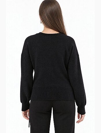 Sudadera crop de mujer con cuello en v busem