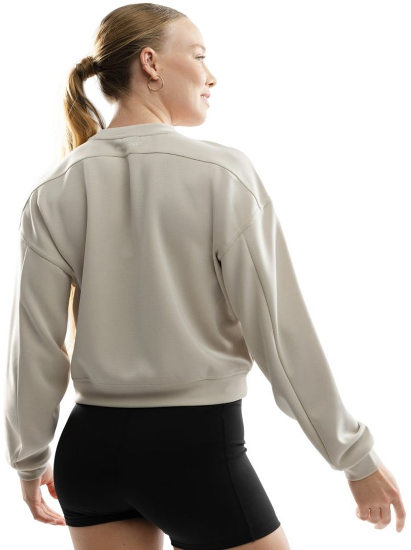 Sudadera crop entrenamiento mujer fitness mujer ignite Beige - Kiabi