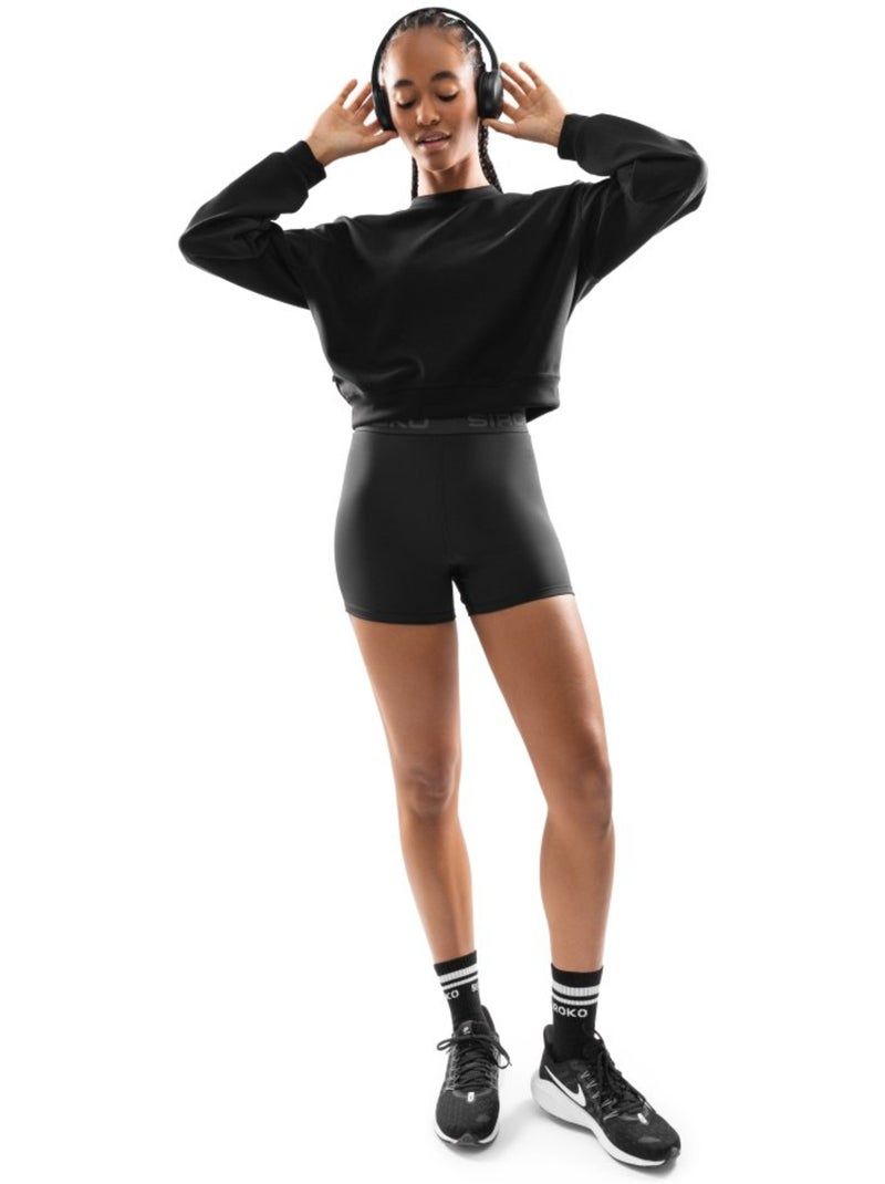 Sudadera crop entrenamiento mujer fitness mujer studio Negro - Kiabi