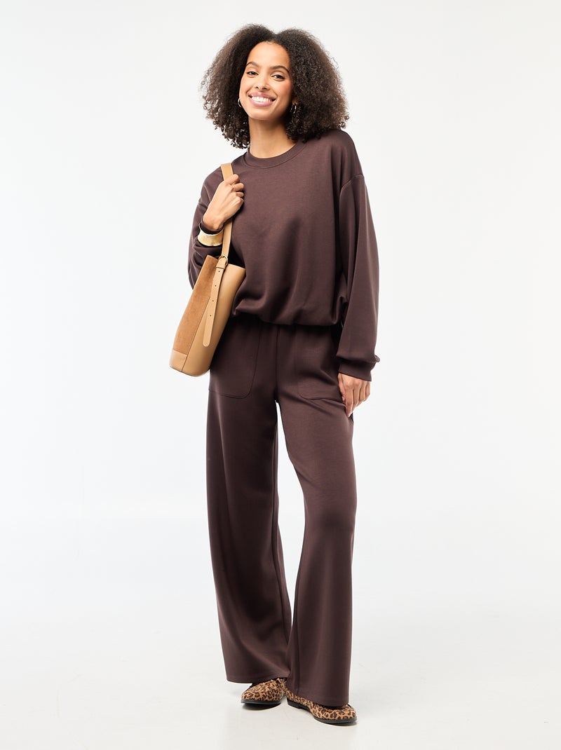 Sudadera crop top con efecto globo Marron - Kiabi