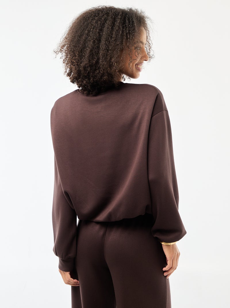 Sudadera crop top con efecto globo Marron - Kiabi